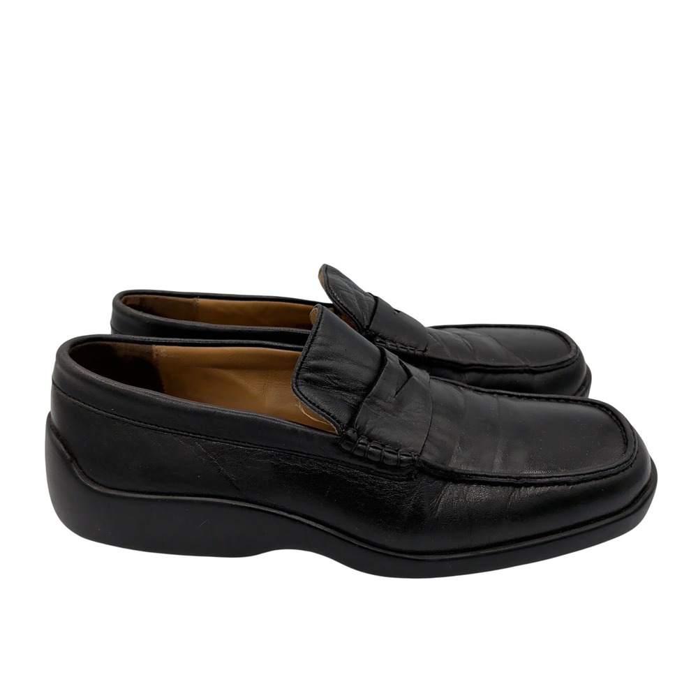 Bally Fisto Mens Black Leather Penny Loafers Size 7.5 D Made in Italy Slip On